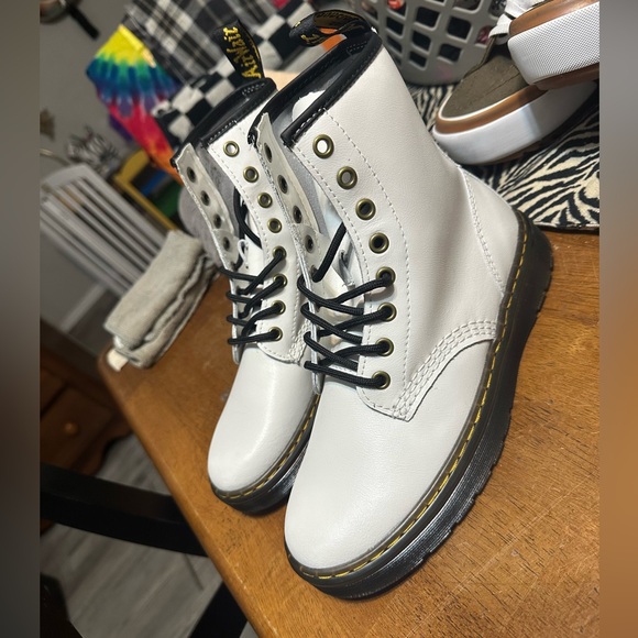 Dr. Martens Shoes - Dr. Martens White Leather Women's Boots